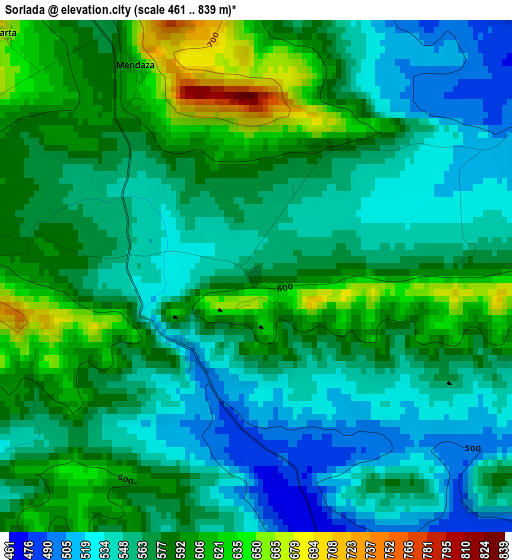 Sorlada elevation map