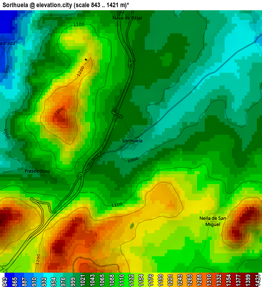 Sorihuela elevation map