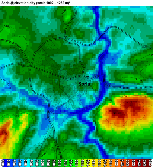 Soria elevation map