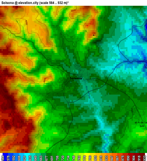 Solsona elevation map