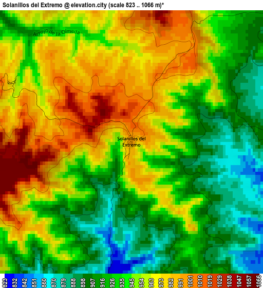 Solanillos del Extremo elevation map