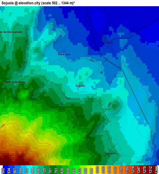 Sojuela elevation map