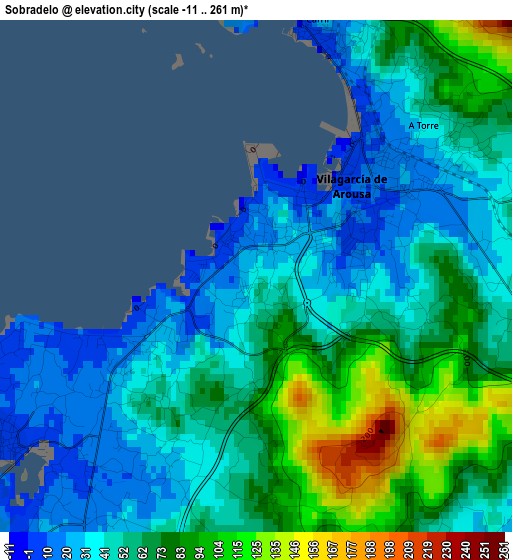 Sobradelo elevation map