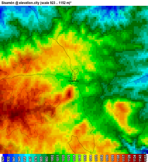 Sisamón elevation map