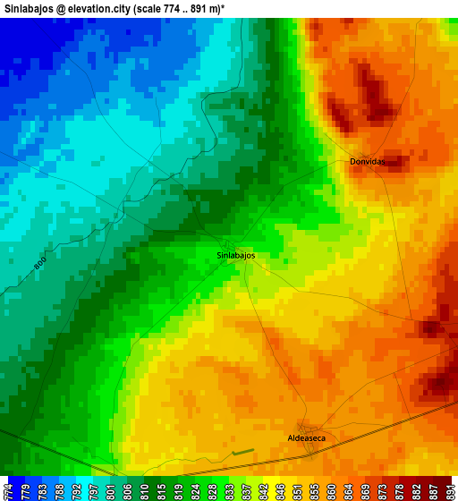 Sinlabajos elevation map