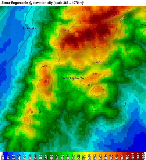 Sierra-Engarcerán elevation map