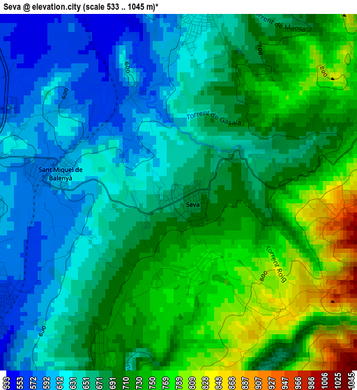 Seva elevation map