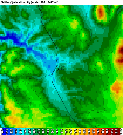 Setiles elevation map