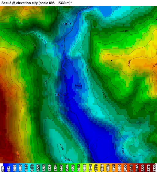 Sesué elevation map