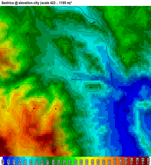 Sestrica elevation map