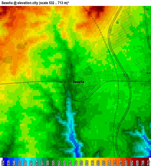 Seseña elevation map