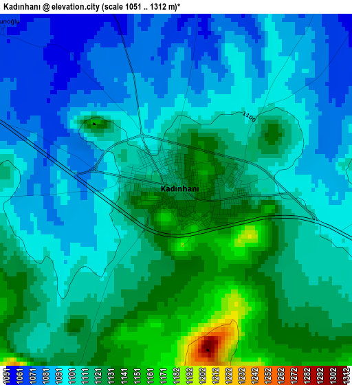 Kadınhanı elevation map