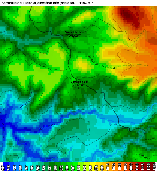 Serradilla del Llano elevation map