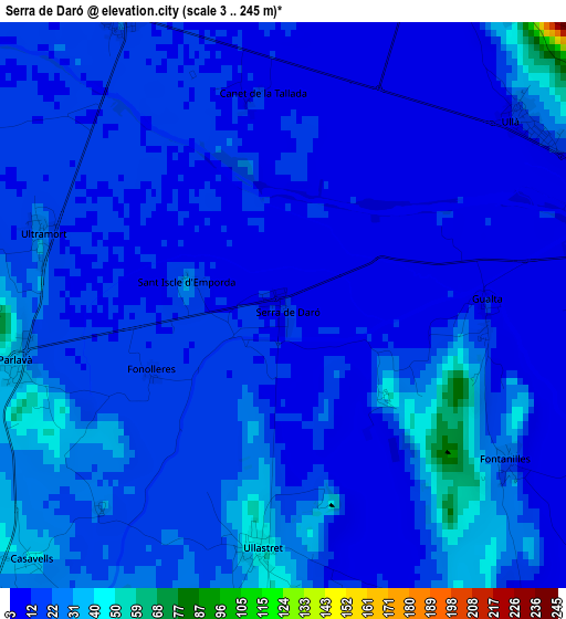 Serra de Daró elevation map