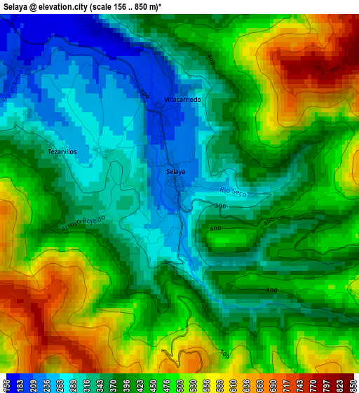 Selaya elevation map