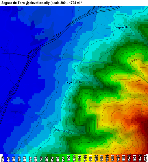 Segura de Toro elevation map