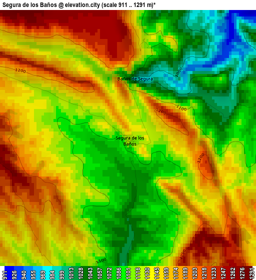 Segura de los Baños elevation map