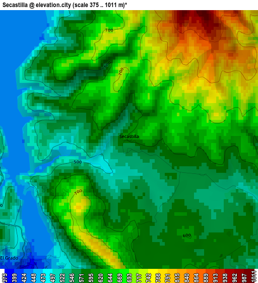 Secastilla elevation map