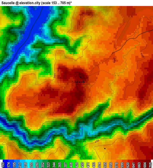 Saucelle elevation map