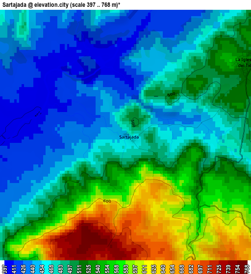 Sartajada elevation map