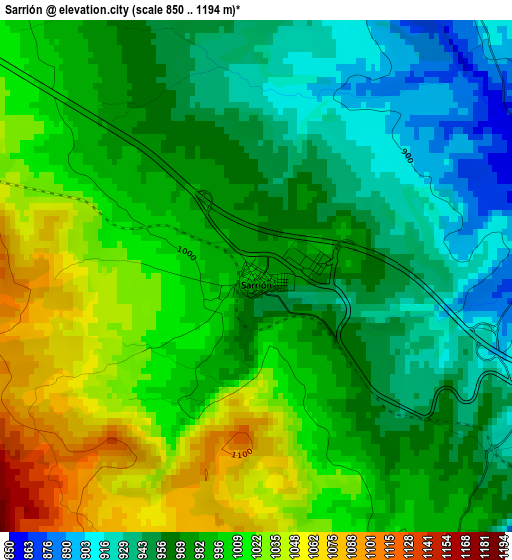 Sarrión elevation map