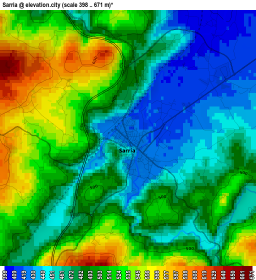 Sarria elevation map