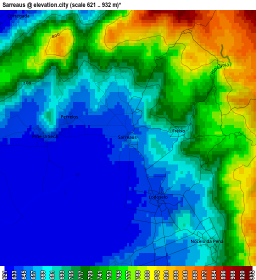 Sarreaus elevation map