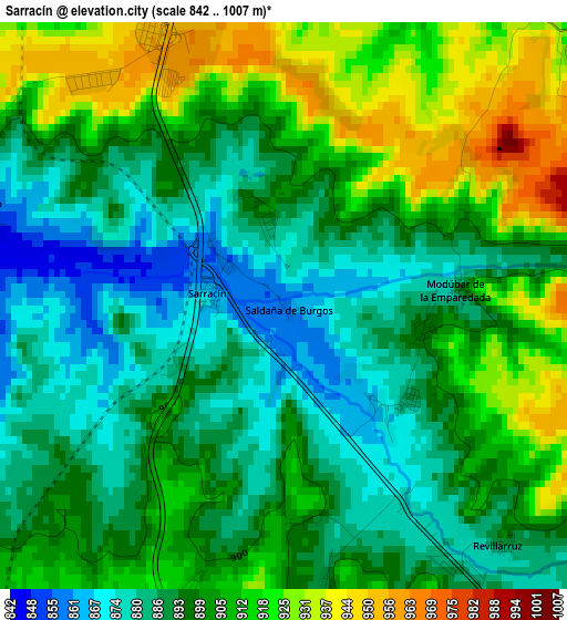 Sarracín elevation map
