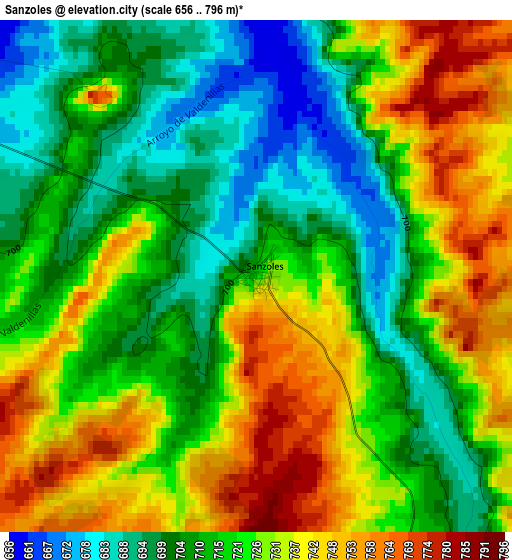 Sanzoles elevation map