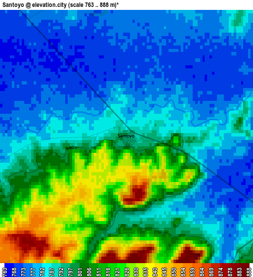 Santoyo elevation map