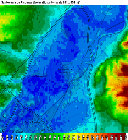 Santovenia de Pisuerga elevation map