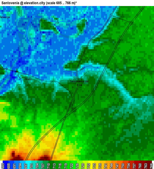 Santovenia elevation map