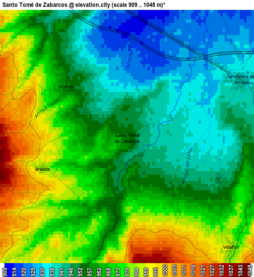 Santo Tomé de Zabarcos elevation map