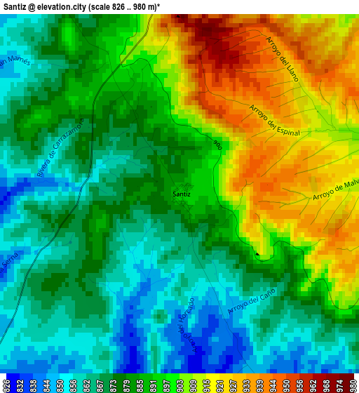 Santiz elevation map