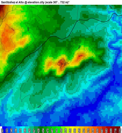 Santibáñez el Alto elevation map