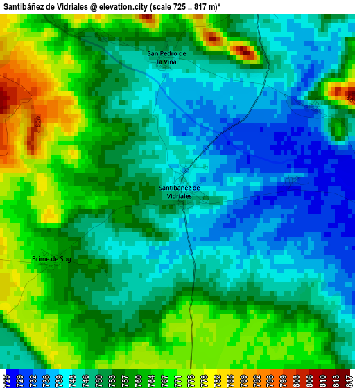 Santibáñez de Vidriales elevation map