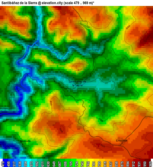 Santibáñez de la Sierra elevation map