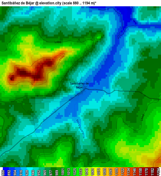 Santibáñez de Béjar elevation map