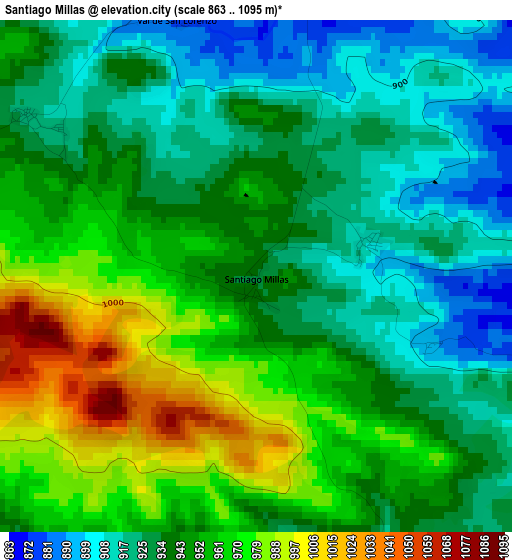 Santiago Millas elevation map