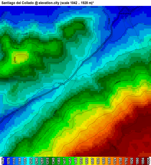 Santiago del Collado elevation map