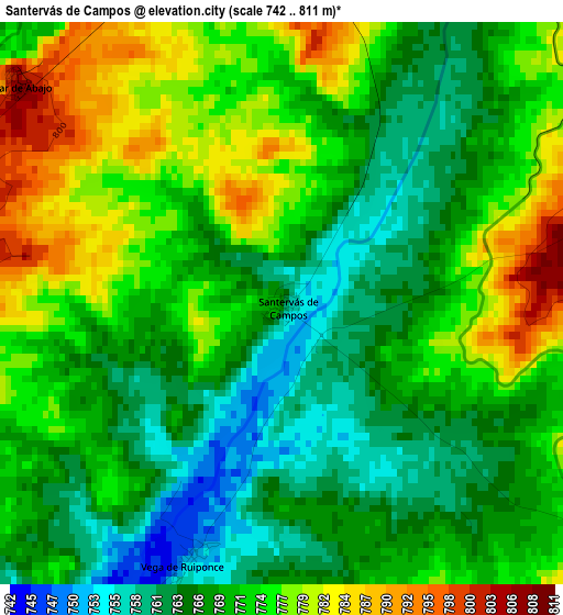 Santervás de Campos elevation map