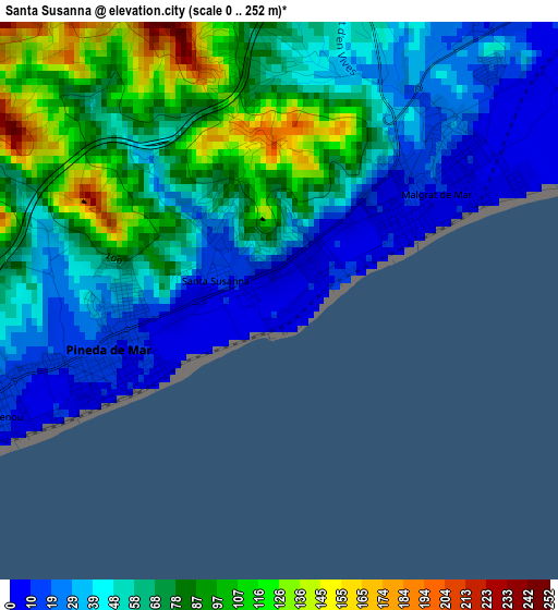 Santa Susanna elevation map