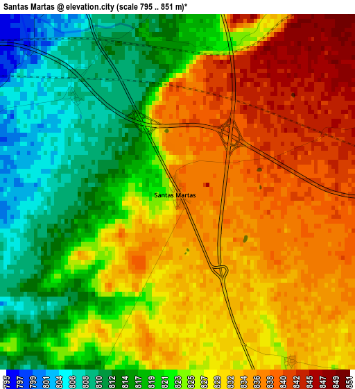 Santas Martas elevation map