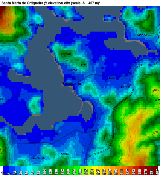 Santa Marta de Ortigueira elevation map