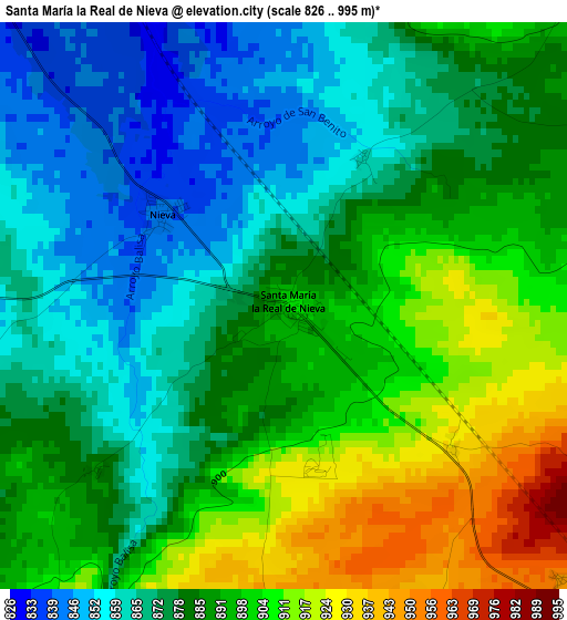 Santa María la Real de Nieva elevation map