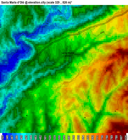 Santa Maria d'Oló elevation map