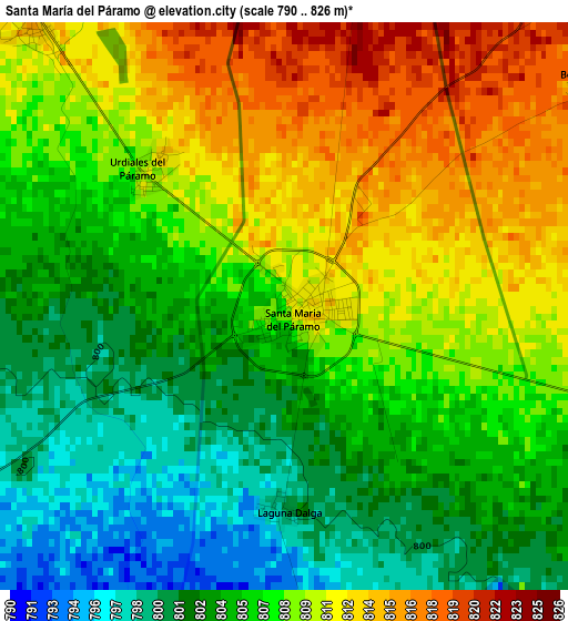 Santa María del Páramo elevation map