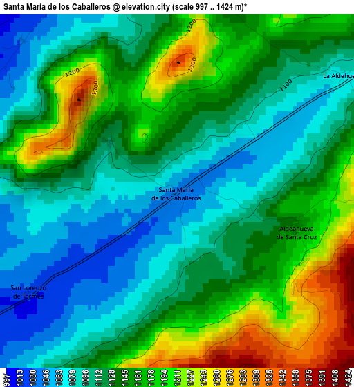 Santa María de los Caballeros elevation map