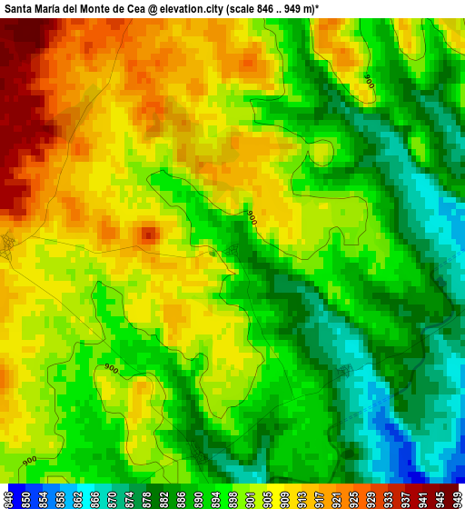 Santa María del Monte de Cea elevation map