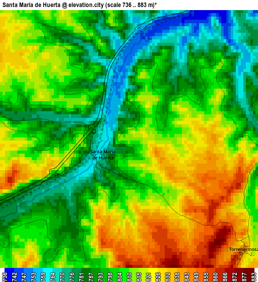 Santa María de Huerta elevation map